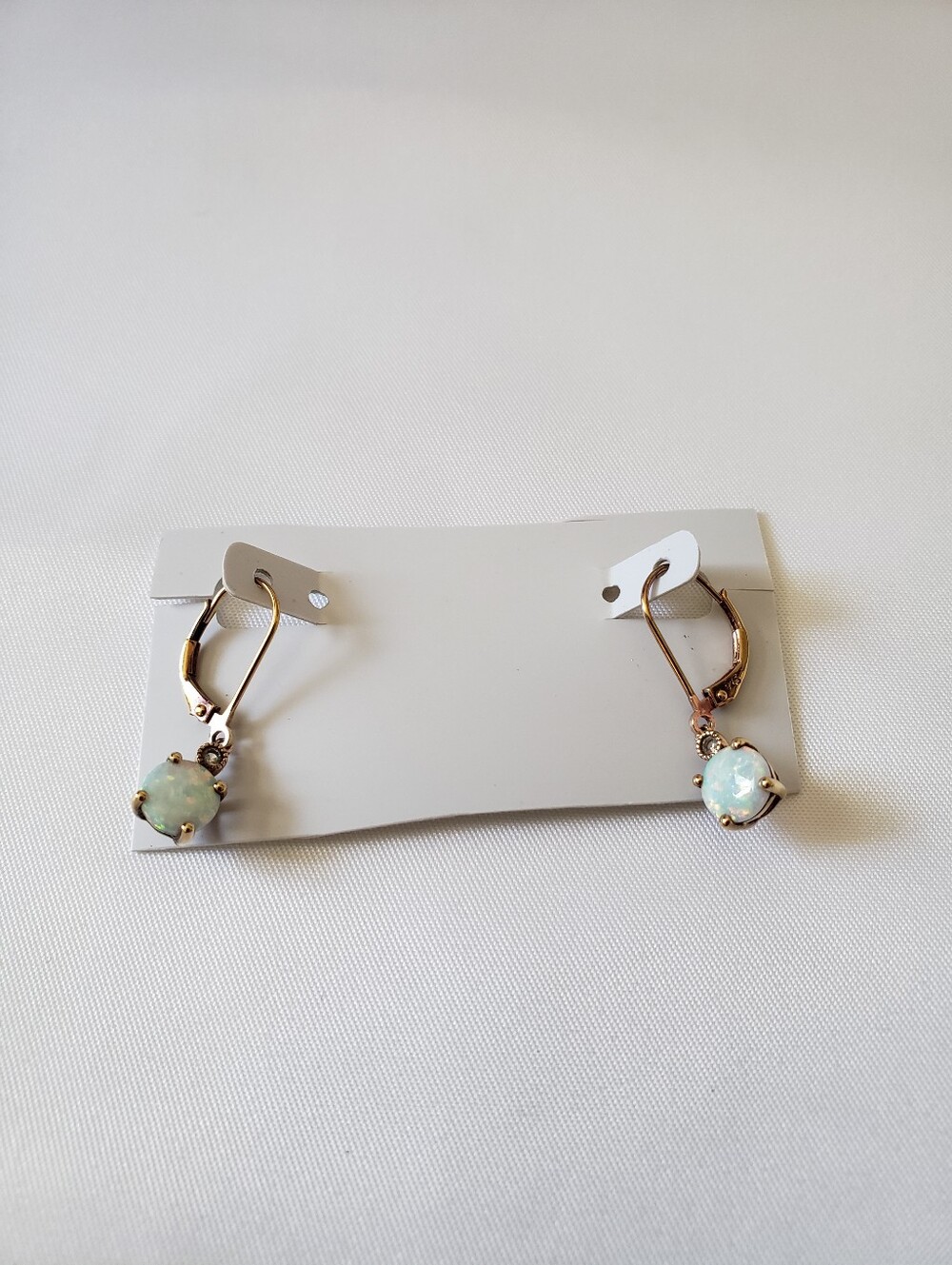 Opal & White Sapphire Accent Drop Earrings Gold-plated Sterling Silver